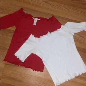 2 off the shoulder shirts